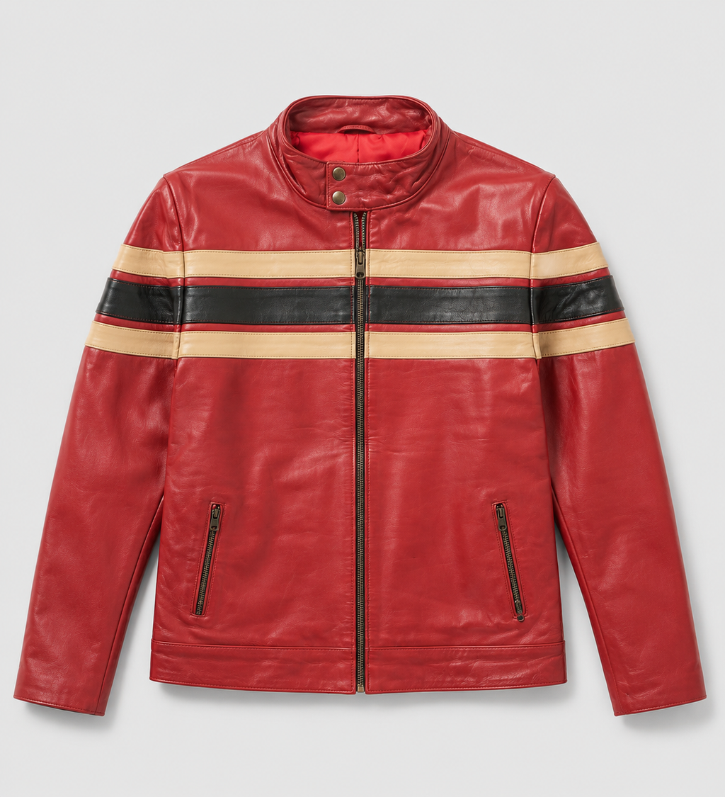 Men's Red Racing Stripe Jacket - flat front