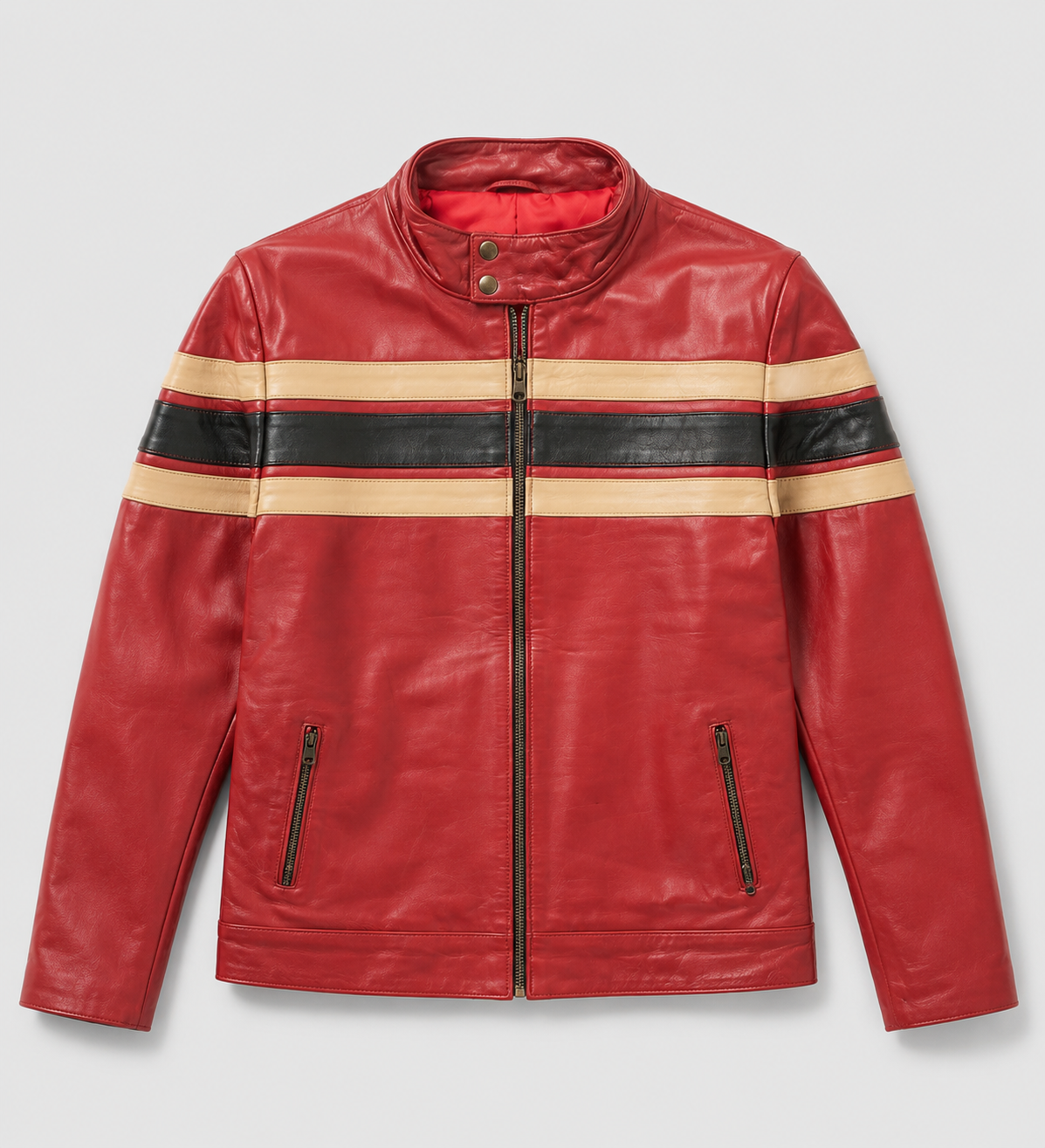 Men's Red Racing Stripe Jacket - flat front