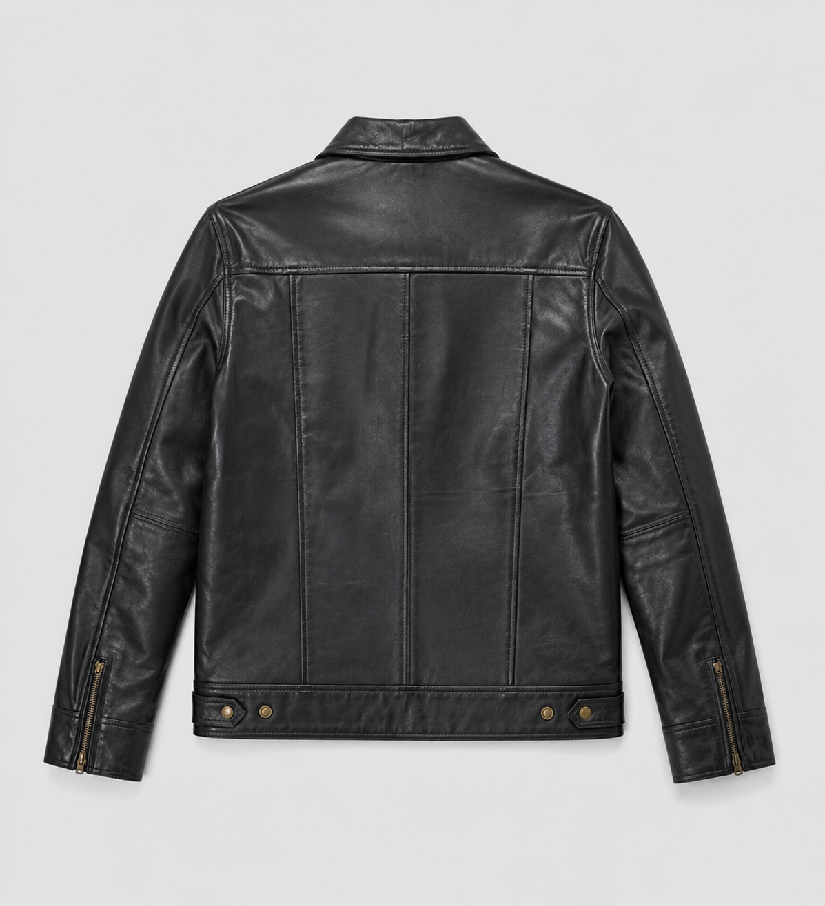Men's Black Trucker Jacket - flat back