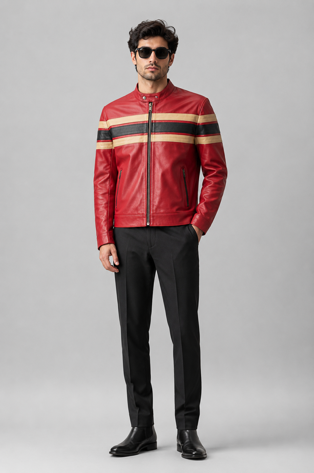 Men's Red Racing Stripe Jacket - full front