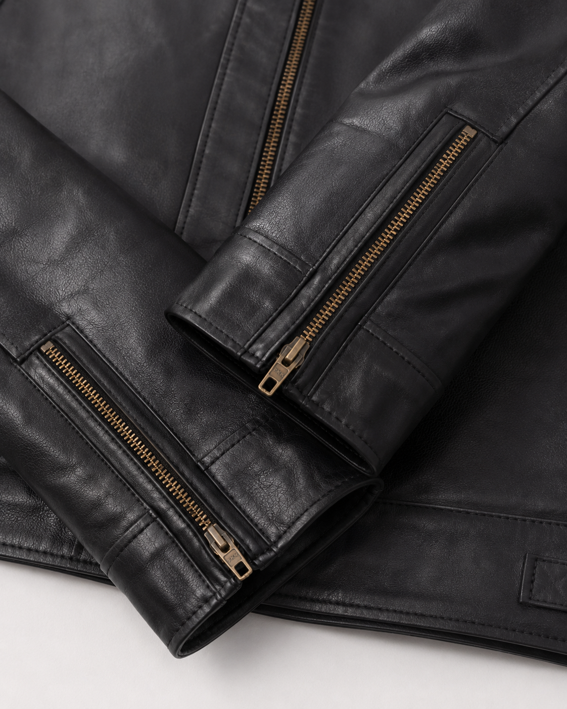 Men's Black Quilted Cafe Racer Jacket - cuff zipper detail
