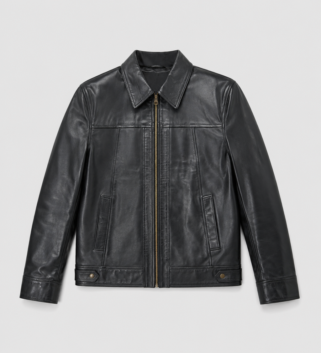 Men's Black Trucker Jacket - flat front