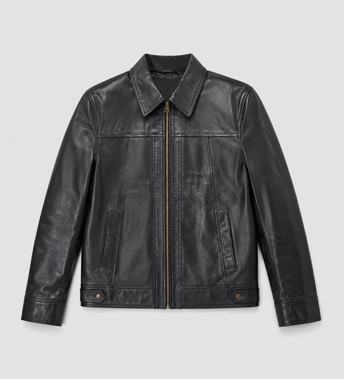 Men's Black Trucker Jacket - flat front