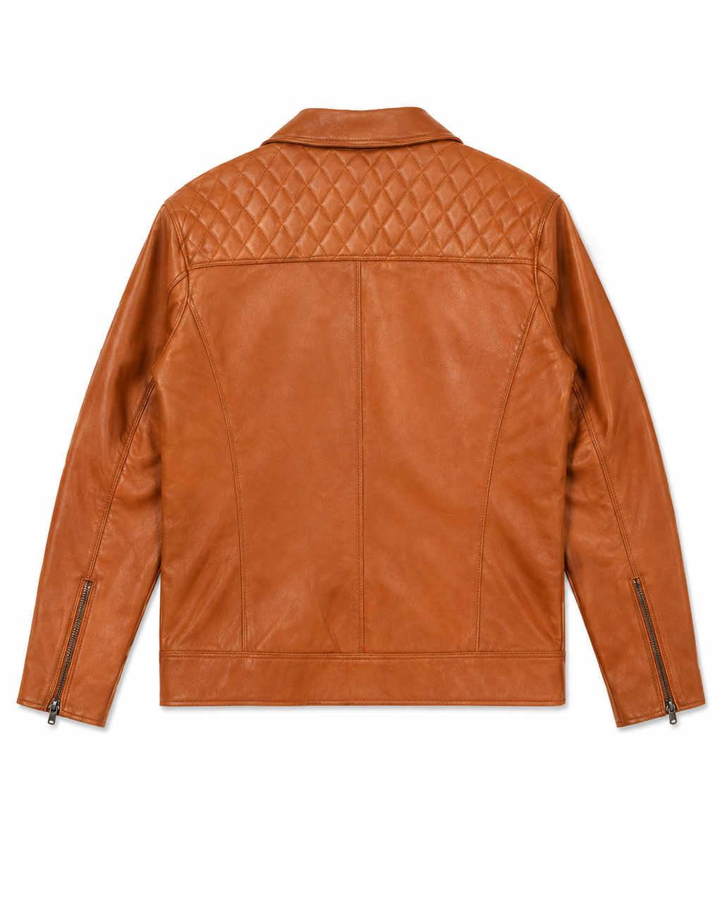 Men's Tan Biker Jacket - flat back