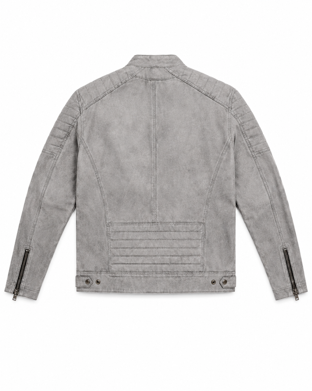 Men's Grey Cafe Racer Jacket - flat back