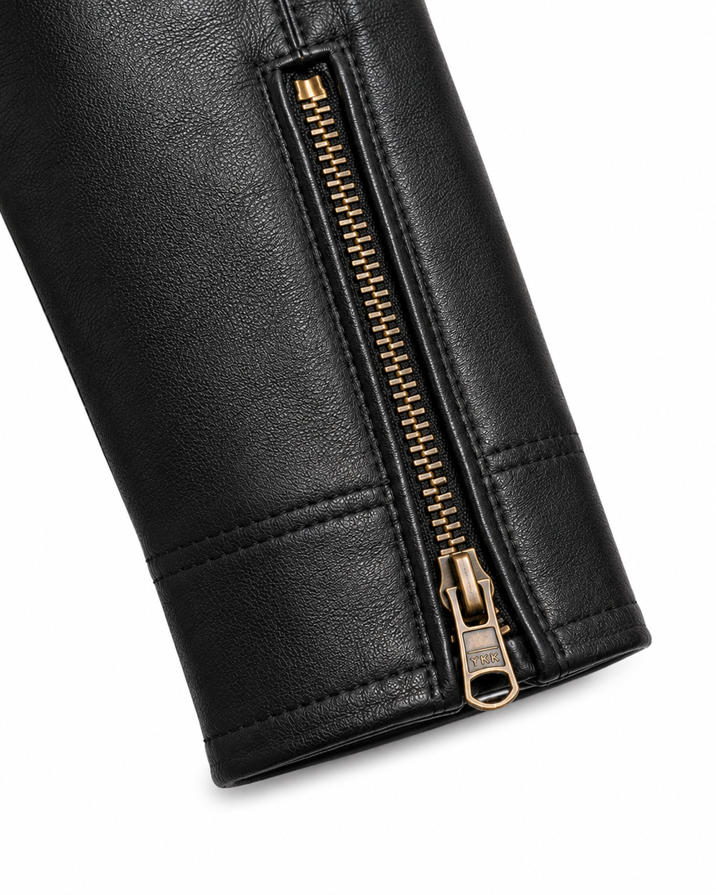 Men's Black Quilted Biker Jacket - cuff zipper detail
