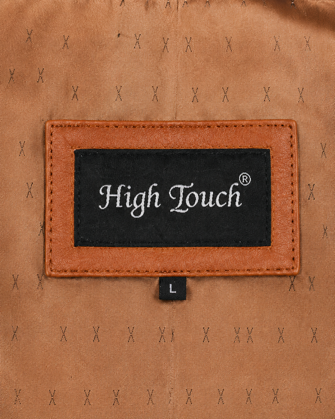 Men's Tan Biker Jacket - brand label detail