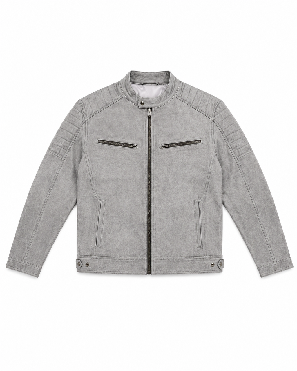 Men's Grey Cafe Racer Jacket - flat front