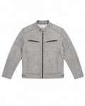 Men's Grey Cafe Racer Jacket - flat front