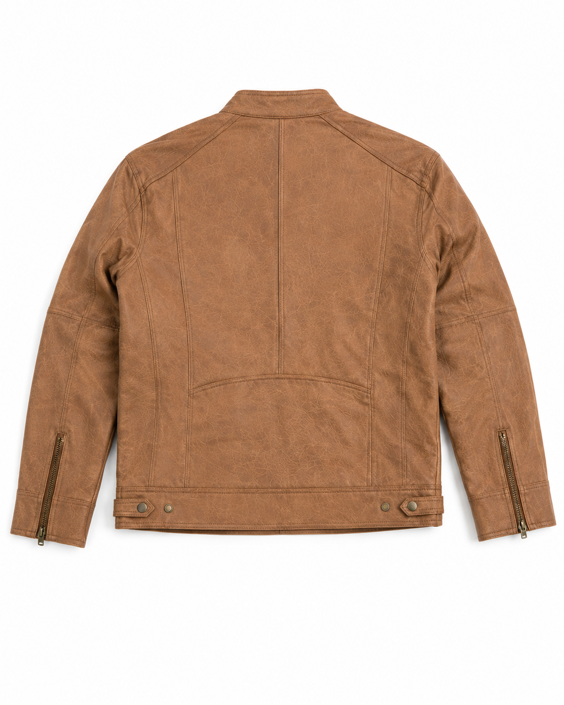 Men's Tan Cafe Racer Jacket - flat back