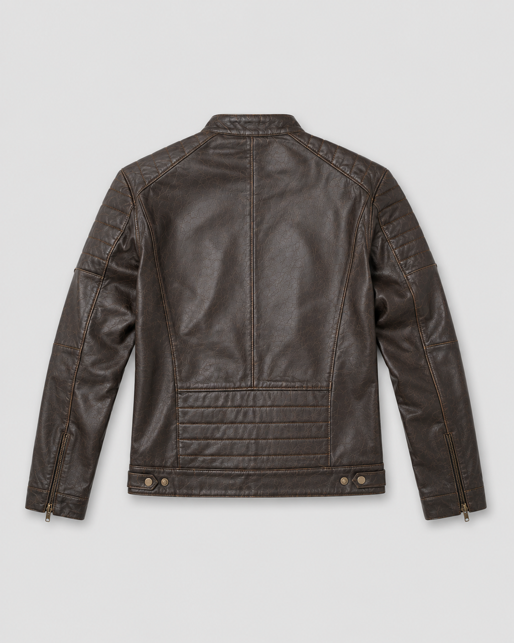Men's Brown Cafe Racer Jacket - flat back
