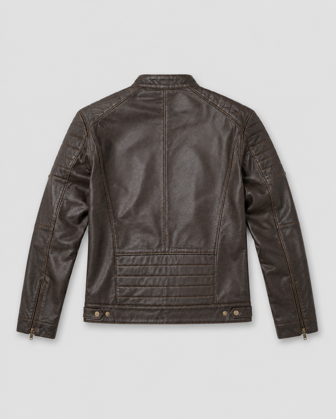 Men's Brown Cafe Racer Jacket - flat back