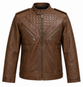 Men's Brown Quilted Biker Jacket