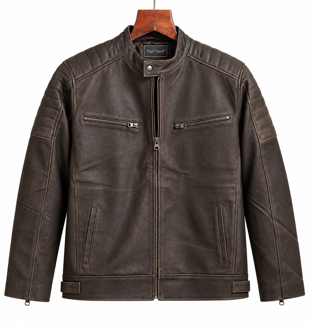 Men's Chocolate Brown Cafe Racer Jacket