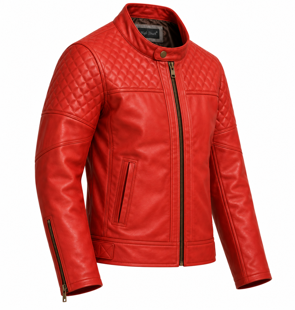 Men's Red Quilted Racer Jacket