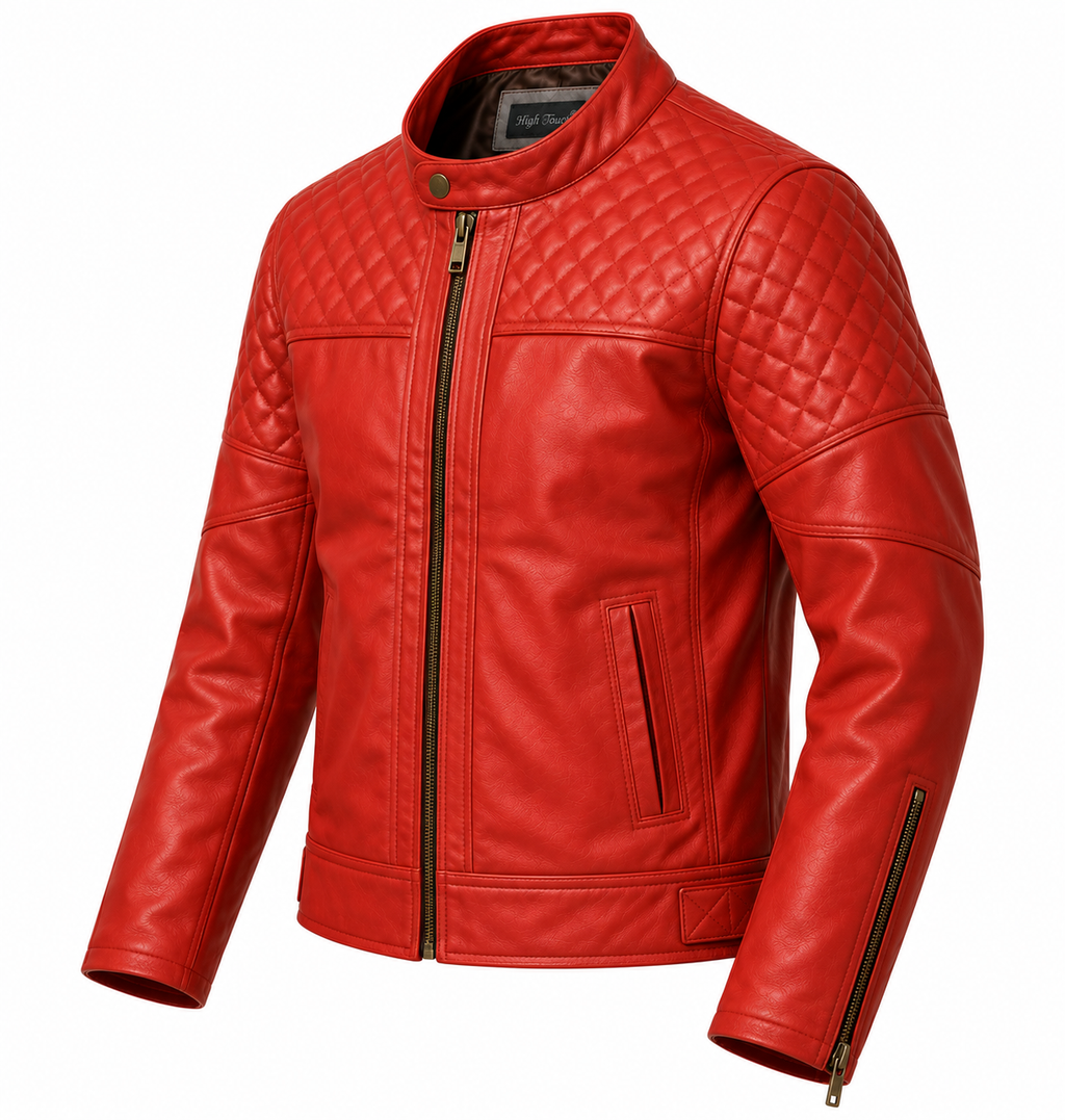 Men's Red Quilted Racer Jacket